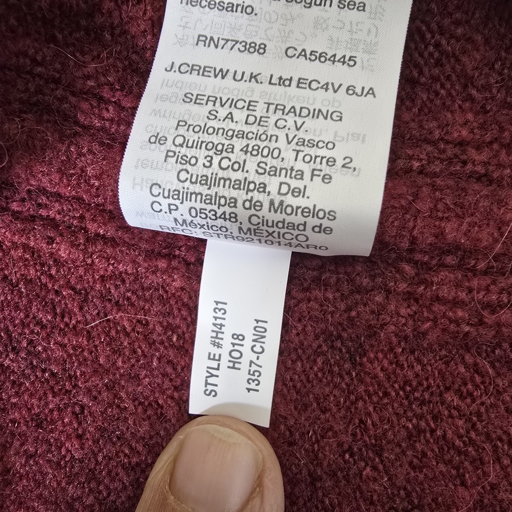 J Crew Sweater Womens Small Maroon Turtleneck Side Slits‎ Supersoft Alpaca Yarn - Picture 12 of 15